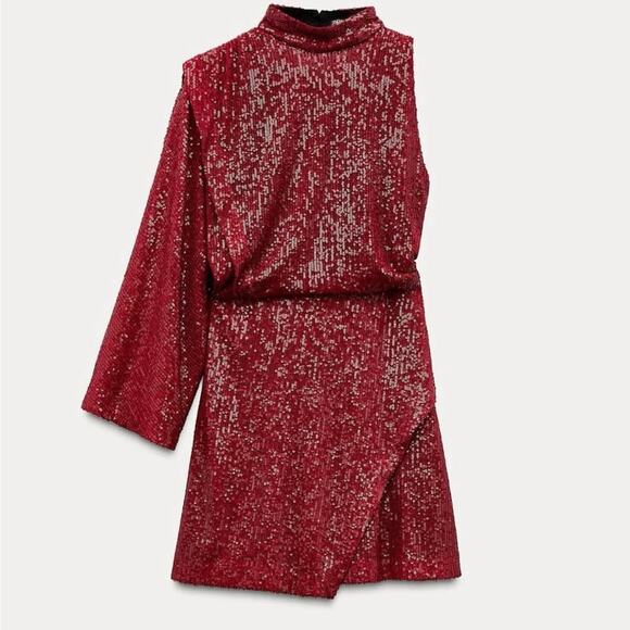 Zara Blogger Favorite Sequin Asymmetric Mini Dress - Picture 12 of 13